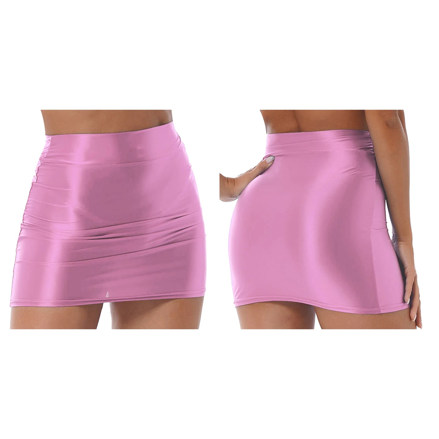 Casual Pencil Skirt — High Waist Glossy Finish