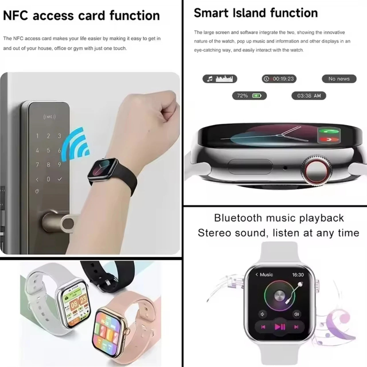 Smartwatch with Body Temp & GPS – NFC, Always-On Display, Sport Design