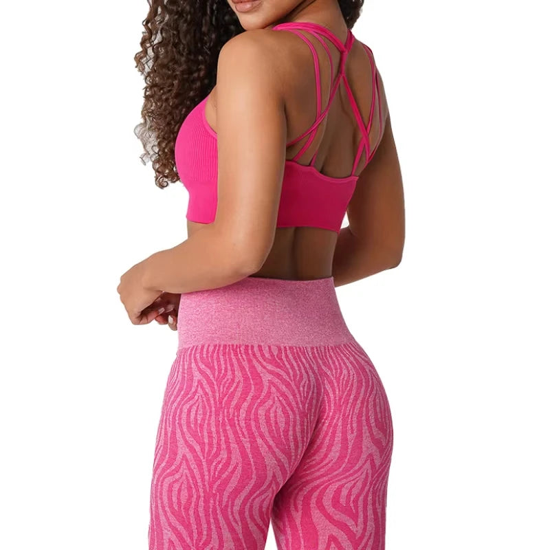 Galaxy Ribbed Seamless Bra — Breathable Spandex Fitness Top for Women