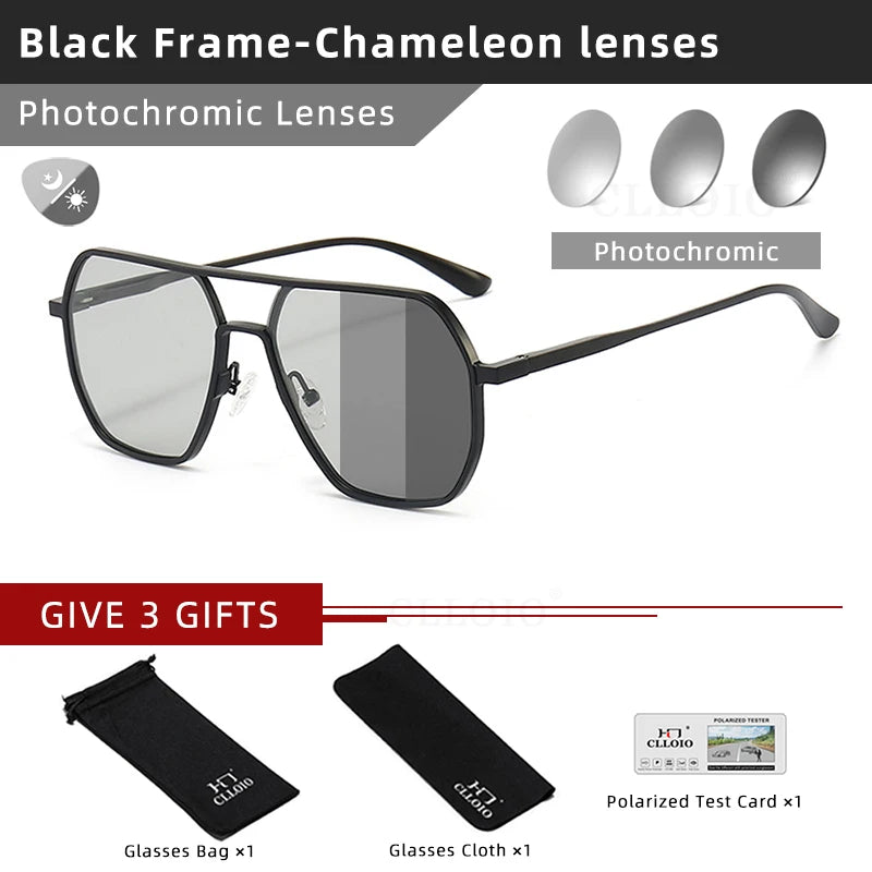 CLLOIO Photochromic Polarized Sunglasses – Anti-Glare Aluminum Driving Eyewear