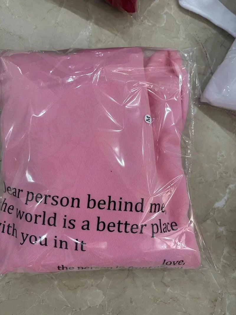 Oversized Letter Hoodie — “Dear Person Behind Me” Print, Casual