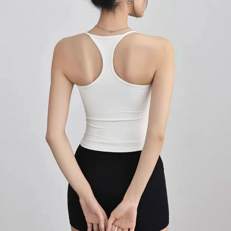 Cross-Back Training Bra — One-Piece Cup Sports Vest for Active Women