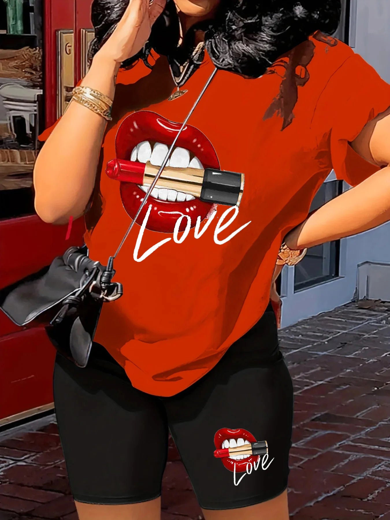 Love Print Set – Lip Tee & Lounge Shorts