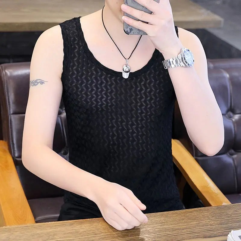 Ice Silk Mesh Tank – Slim Fit Sleeveless Base Layer