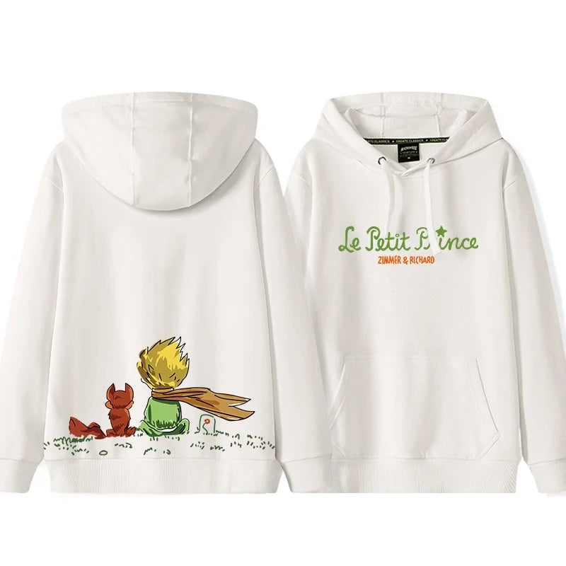 Little Prince Graphic Hoodie — Hand-Drawn Style, Plush Autumn/Winter