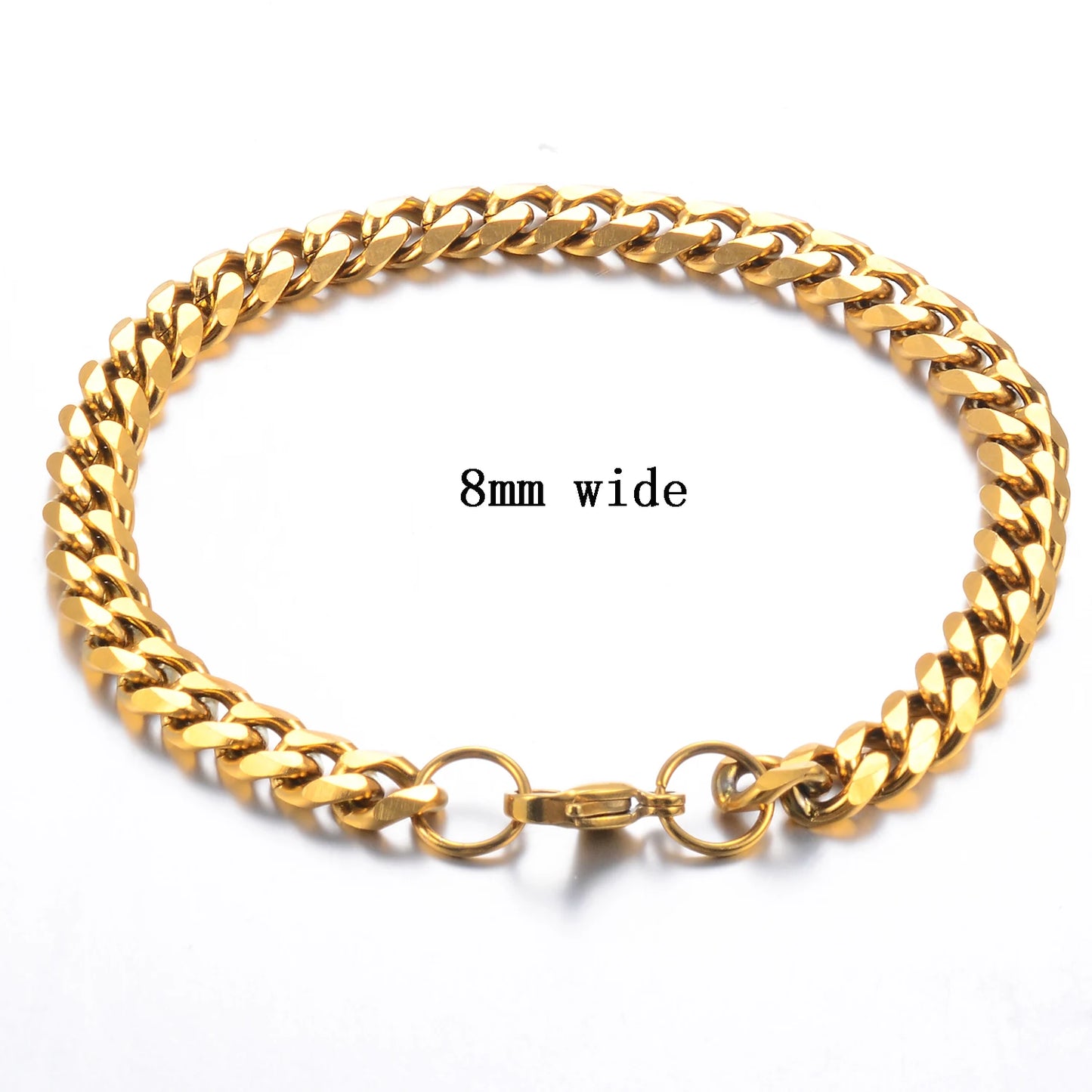 Gold Cuban Bracelet – Stainless Steel, Unisex Fashion Jewelry, Bold Hip Hop Style