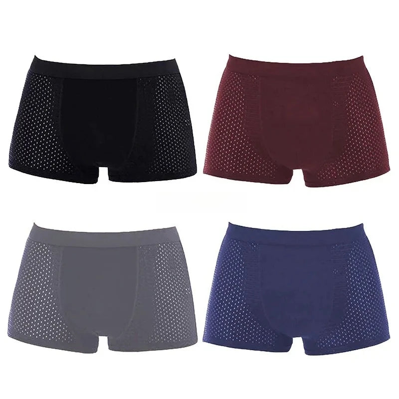 4-Pack Bamboo Boxer Briefs – Ultra Soft, Anti-Odor, Mesh Ventilation Comfort