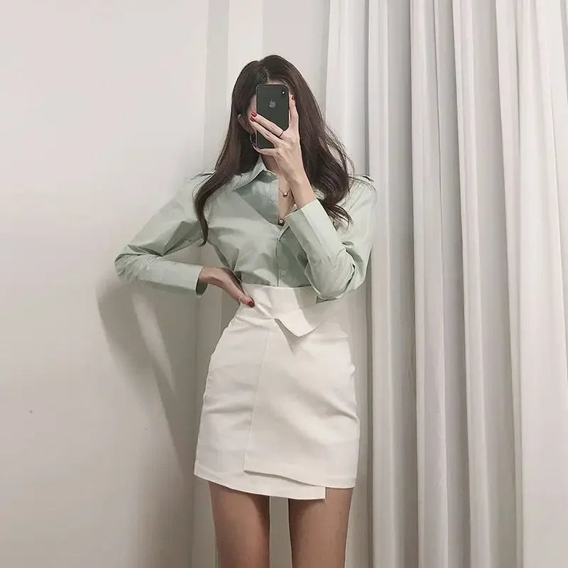 High Waist Wrap Mini Skirt — Y2K Korean Fashion