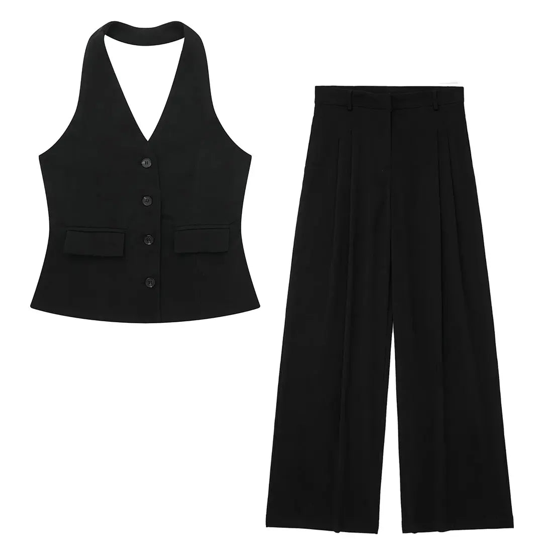 Halter Blazer Vest & Trousers Suit
