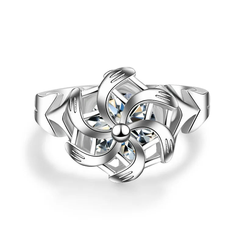 Silver Wedding Band – Galadriel Nenya Windmill Design for Couples