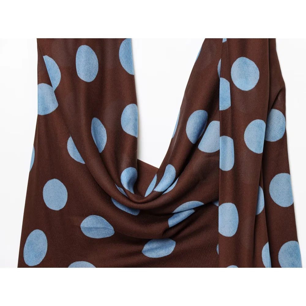 Polka Dot Halter Top & Asymmetric Skirt Set – Stylish Vacation Two Piece