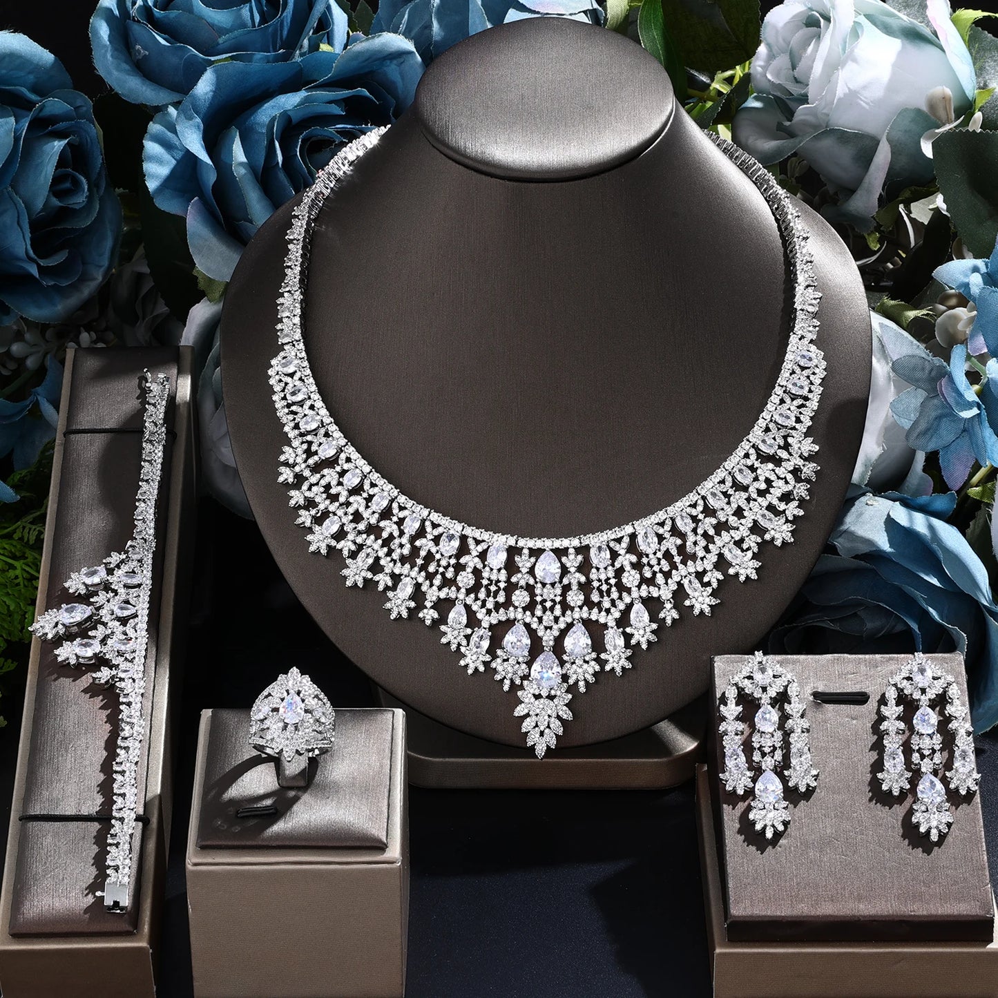 Deluxe Cubic Zirconia Set – Dubai Wedding 4-Piece