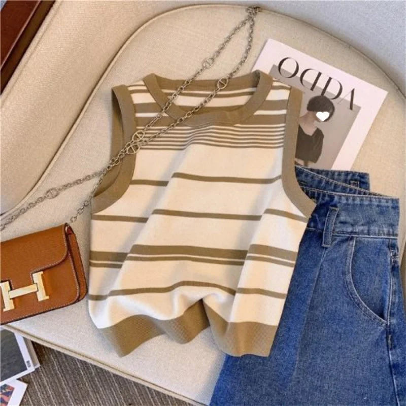 Knitted Striped Off-Shoulder Top — Versatile Summer