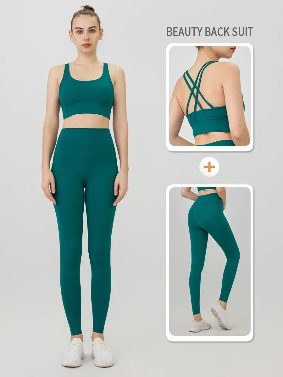 2-Piece Yoga Tracksuit — Women's Athletic Wear Sports Bra & Leggings Fitness Gym Outfit