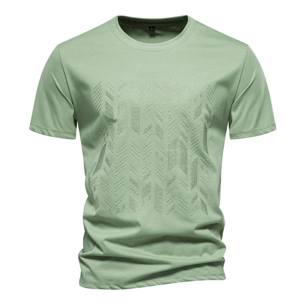 Cotton Blend Embroidered Tee – Refined Finish