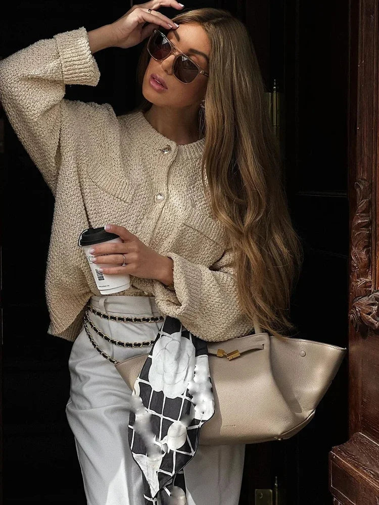 Single-Breasted Knit Cardigan