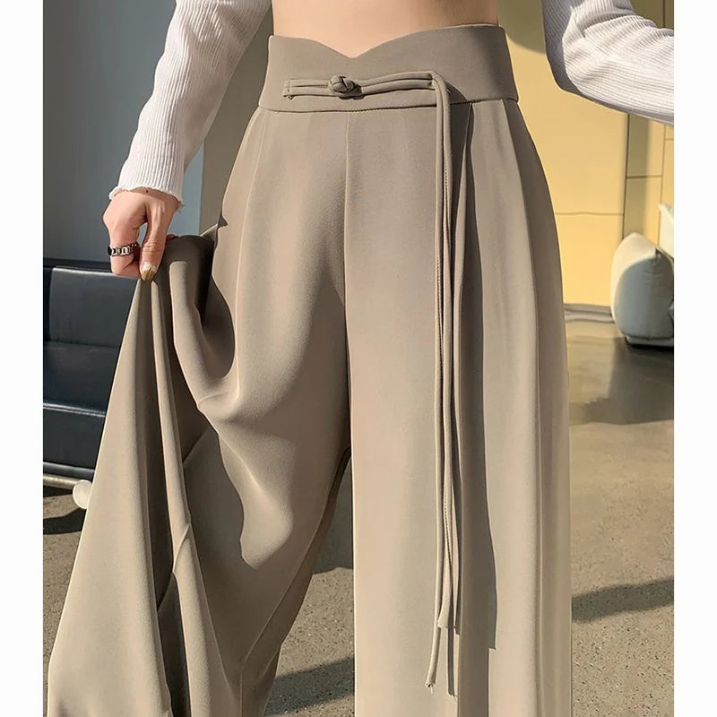 Straight Suit Pants — High Waist Loose Fit