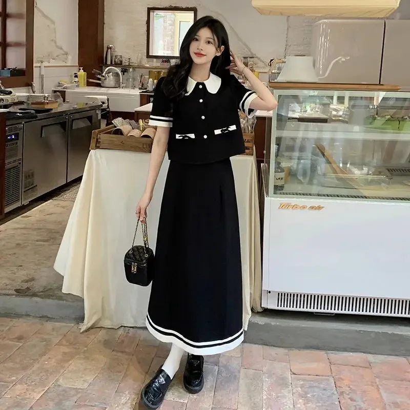 Y2K Short Sleeve Top & Skirt Set – Formal Occasion Two Piece