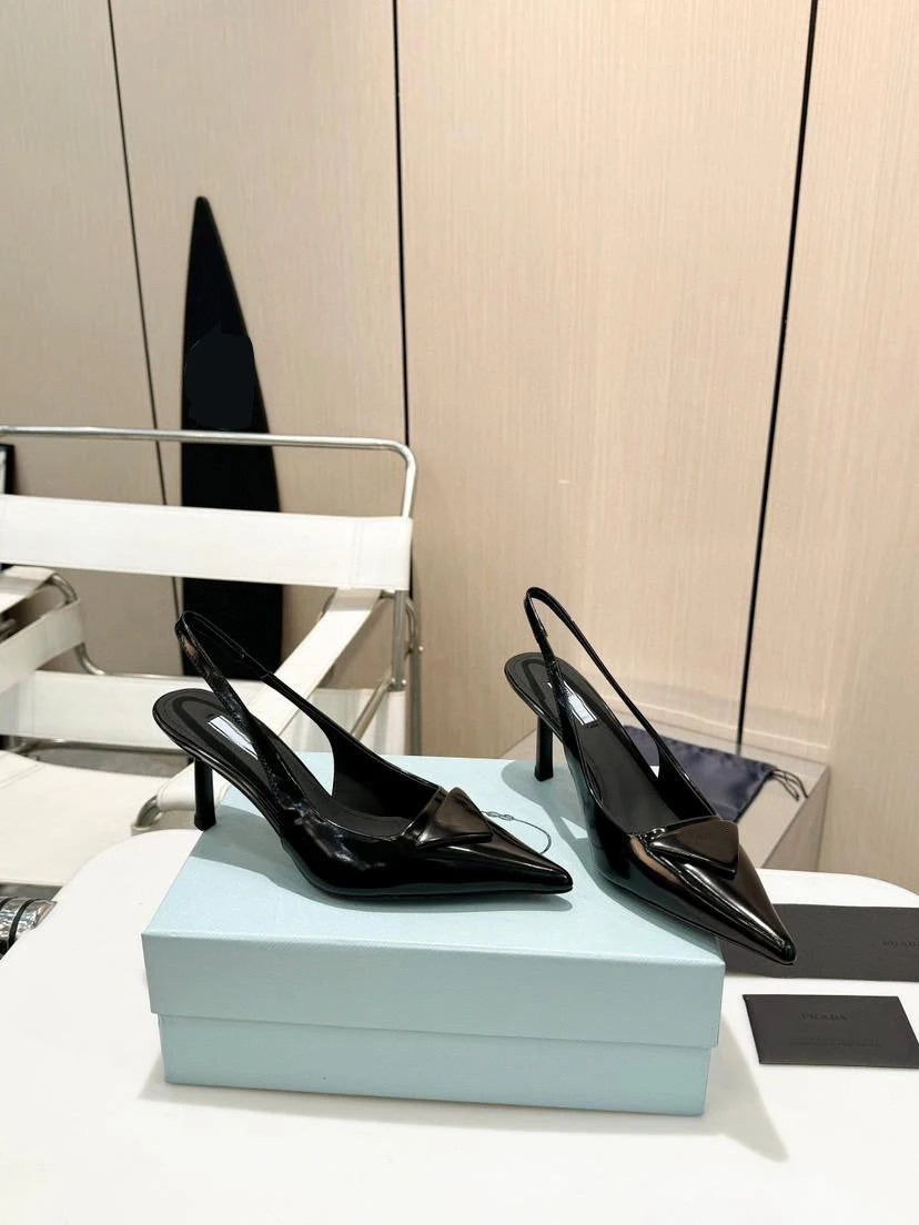 TkMode | Black Genuine Leather Sandals – 7CM Heel & 3CM Platform