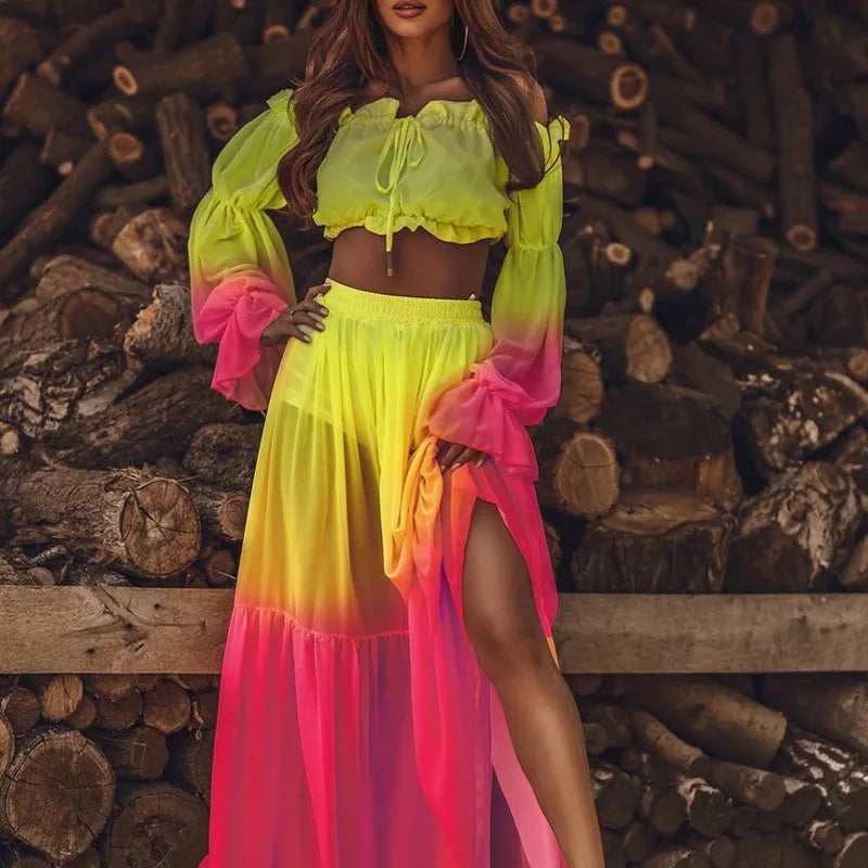 Off-Shoulder Print Set