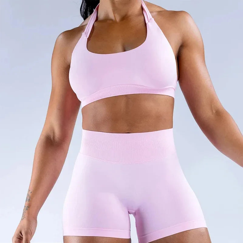 SculptShort Halter Set – Scrunch Fit Yoga Outfit