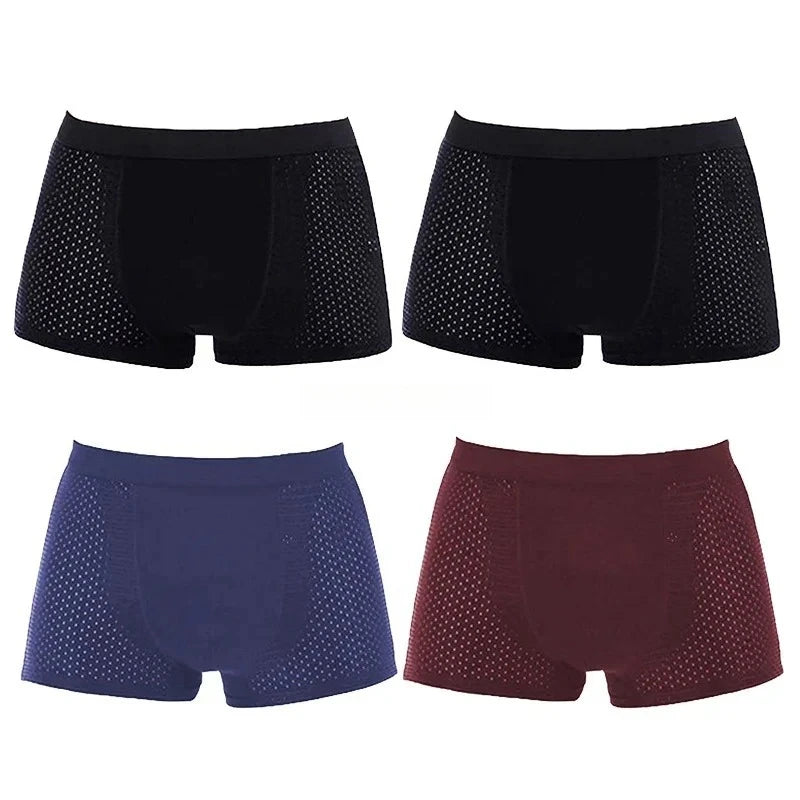 4-Pack Bamboo Boxer Briefs – Ultra Soft, Anti-Odor, Mesh Ventilation Comfort