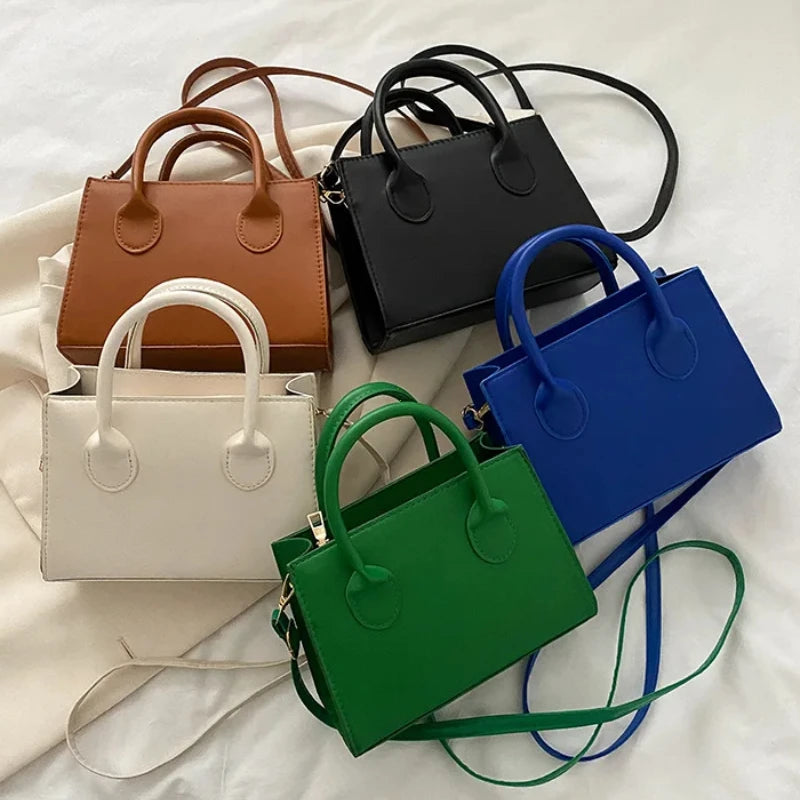 Minimalist Black Square Bag | Classic Top Handle Purse