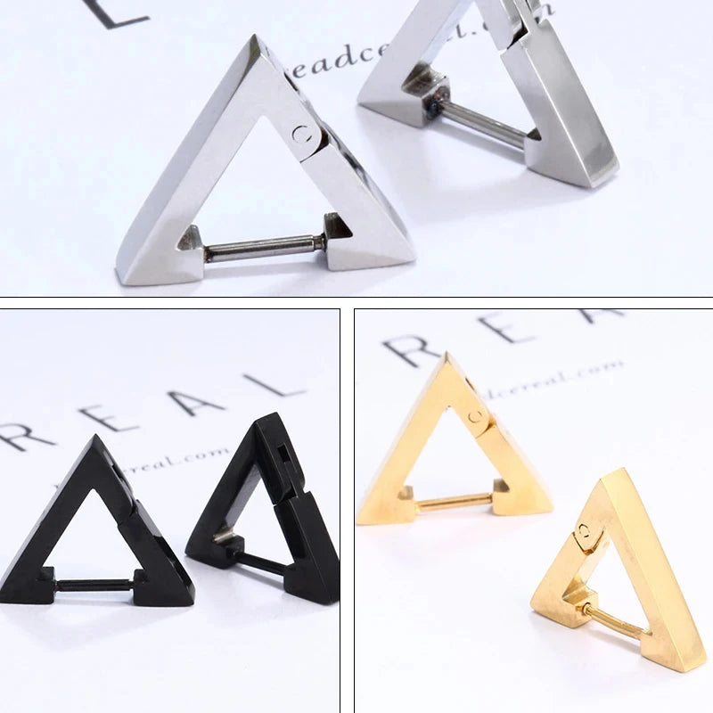 Geometric Triangle Stud Earrings – Punk Rock Style for Unisex