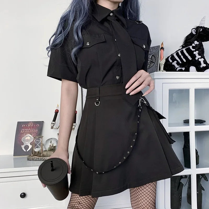 Punk Black Bandage Mini Skirt — Gothic Streetwear