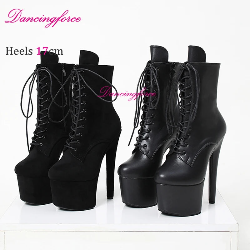 Catwalk17 | 17CM Suede Matte Platform Pole Dance Boots – Round Toe