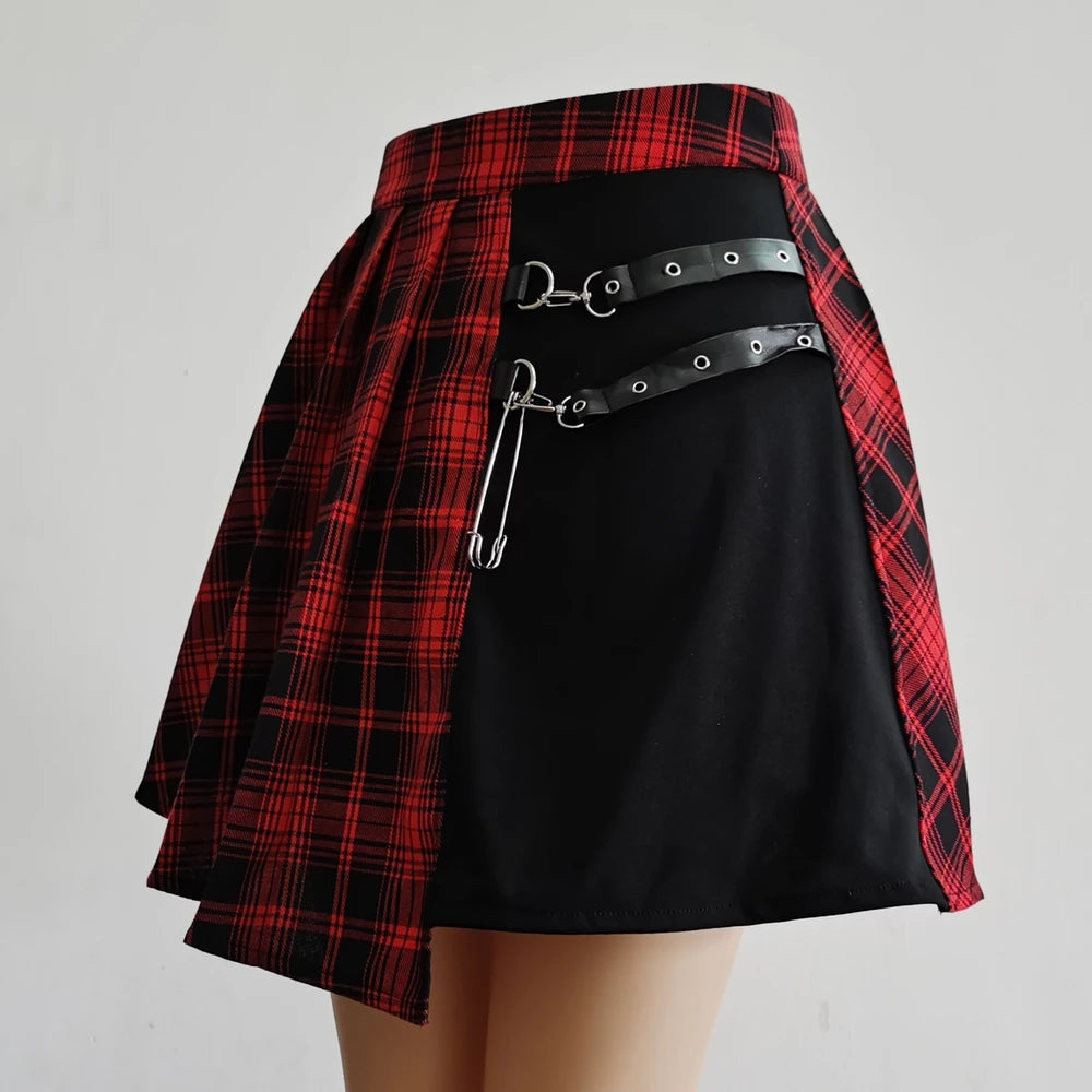 Punk Irregular Mini Pleated Skater Skirt — Clubwear