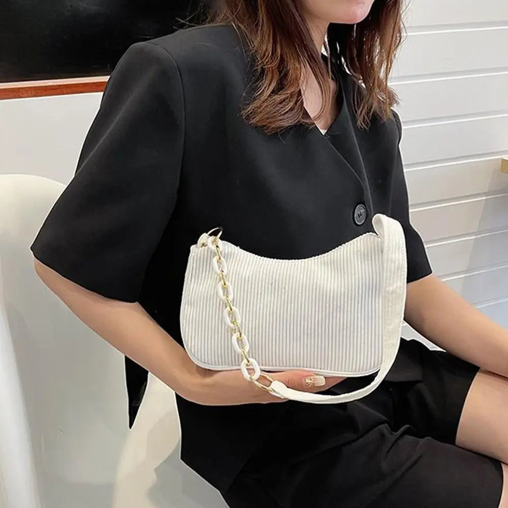 Vintage Corduroy Underarm Bag | Casual Zipper Clutch