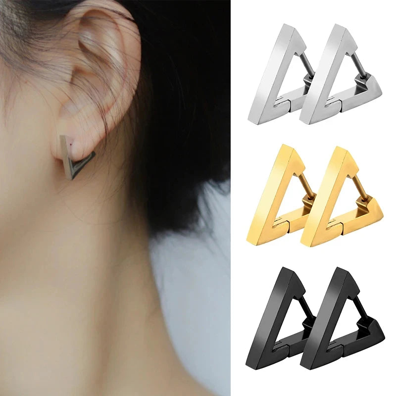 Geometric Triangle Stud Earrings – Punk Rock Style for Unisex