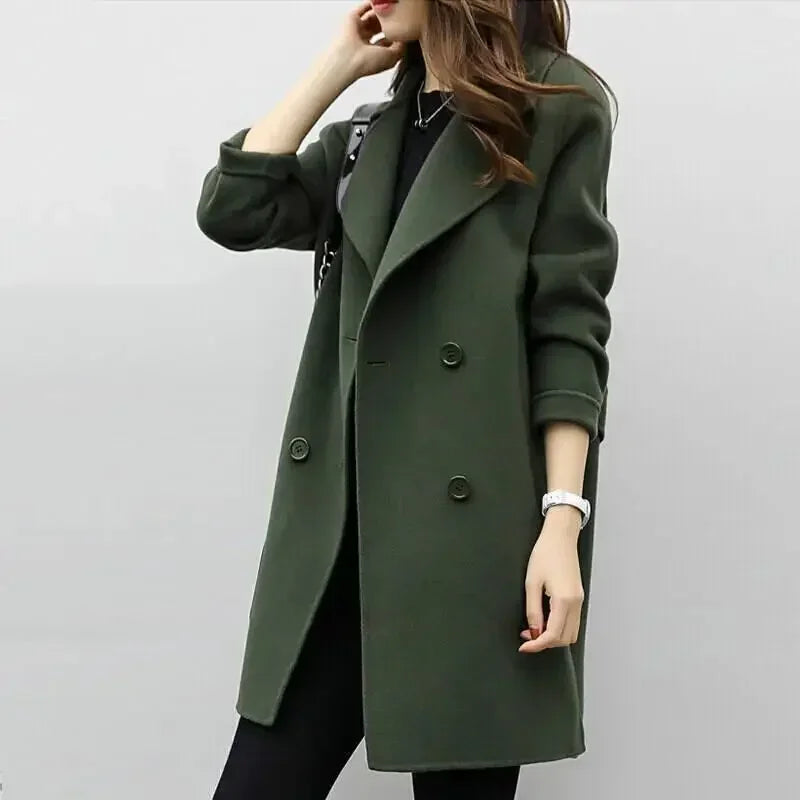 Woolen Double-Button Overcoat
