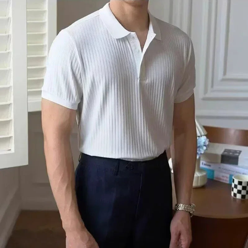Retro Knit Striped Polo – Lightweight, Elevated Casualwear