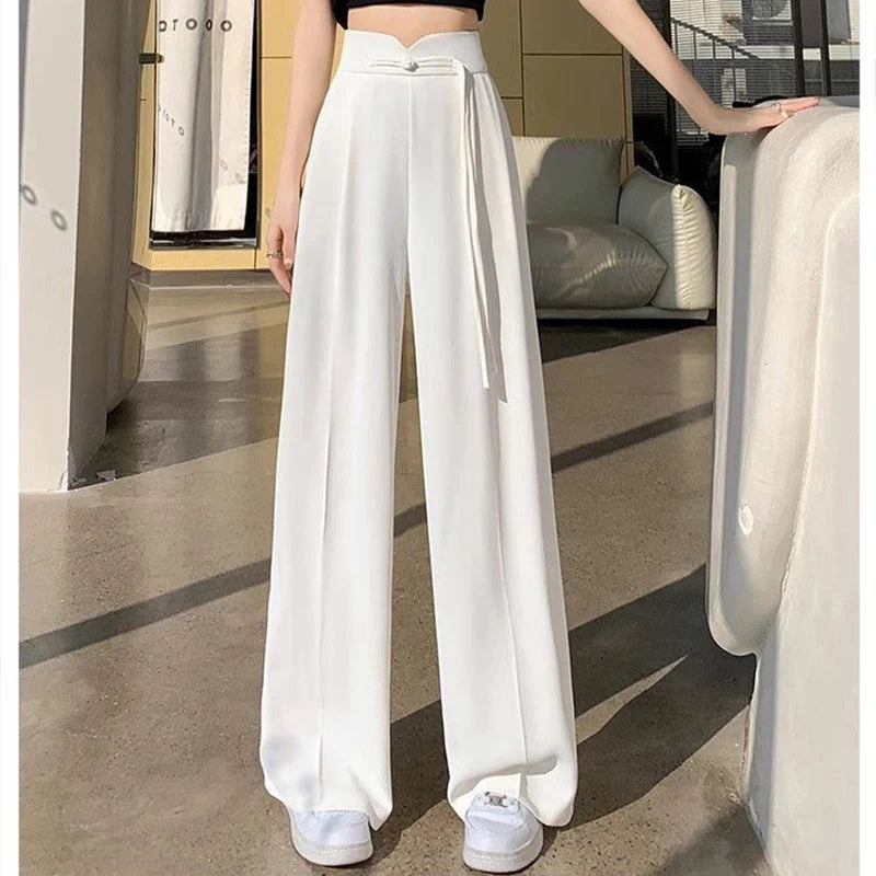 Straight Suit Pants — High Waist Loose Fit