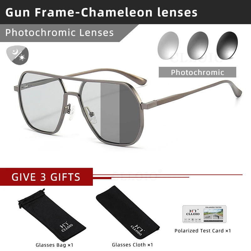 CLLOIO Photochromic Polarized Sunglasses – Anti-Glare Aluminum Driving Eyewear