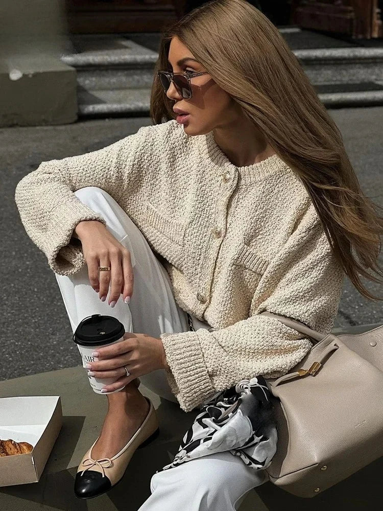 Single-Breasted Knit Cardigan