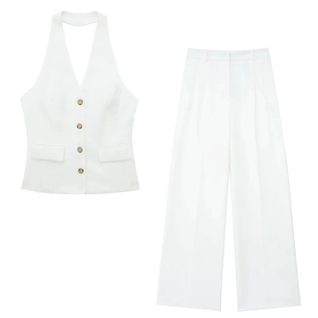 Halter Blazer Vest & Trousers Suit