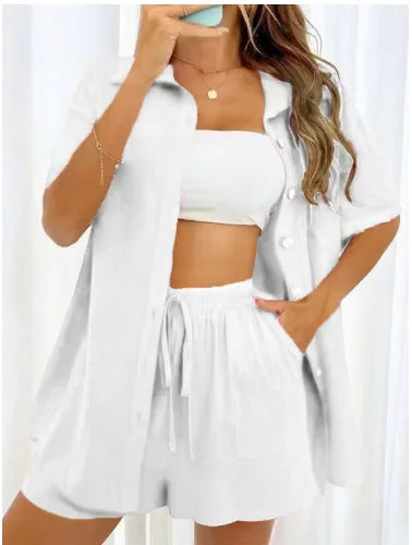 Mono Shirt Set – Solid Button Shirt & Relax Shorts