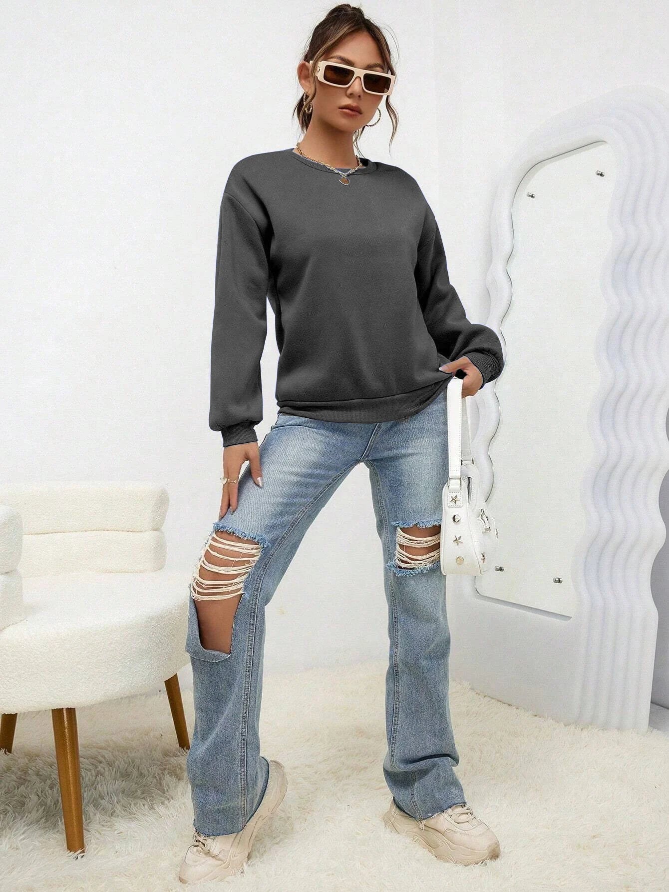 Colorful Crewneck Sweatshirt — Minimal Solid, Comfy Everyday Fit