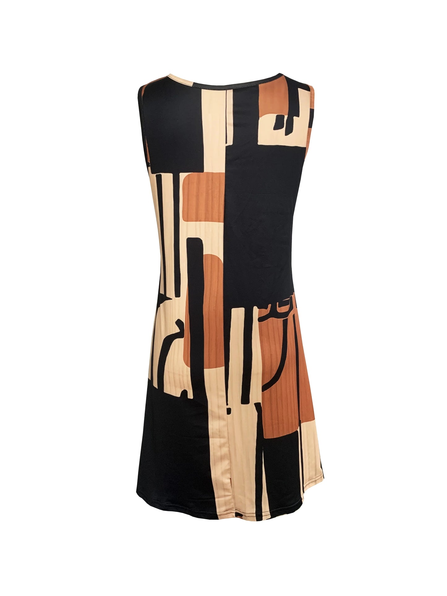 Geometric Pattern Sleeveless Midi Dress — Spring & Vacation Bohemia Style