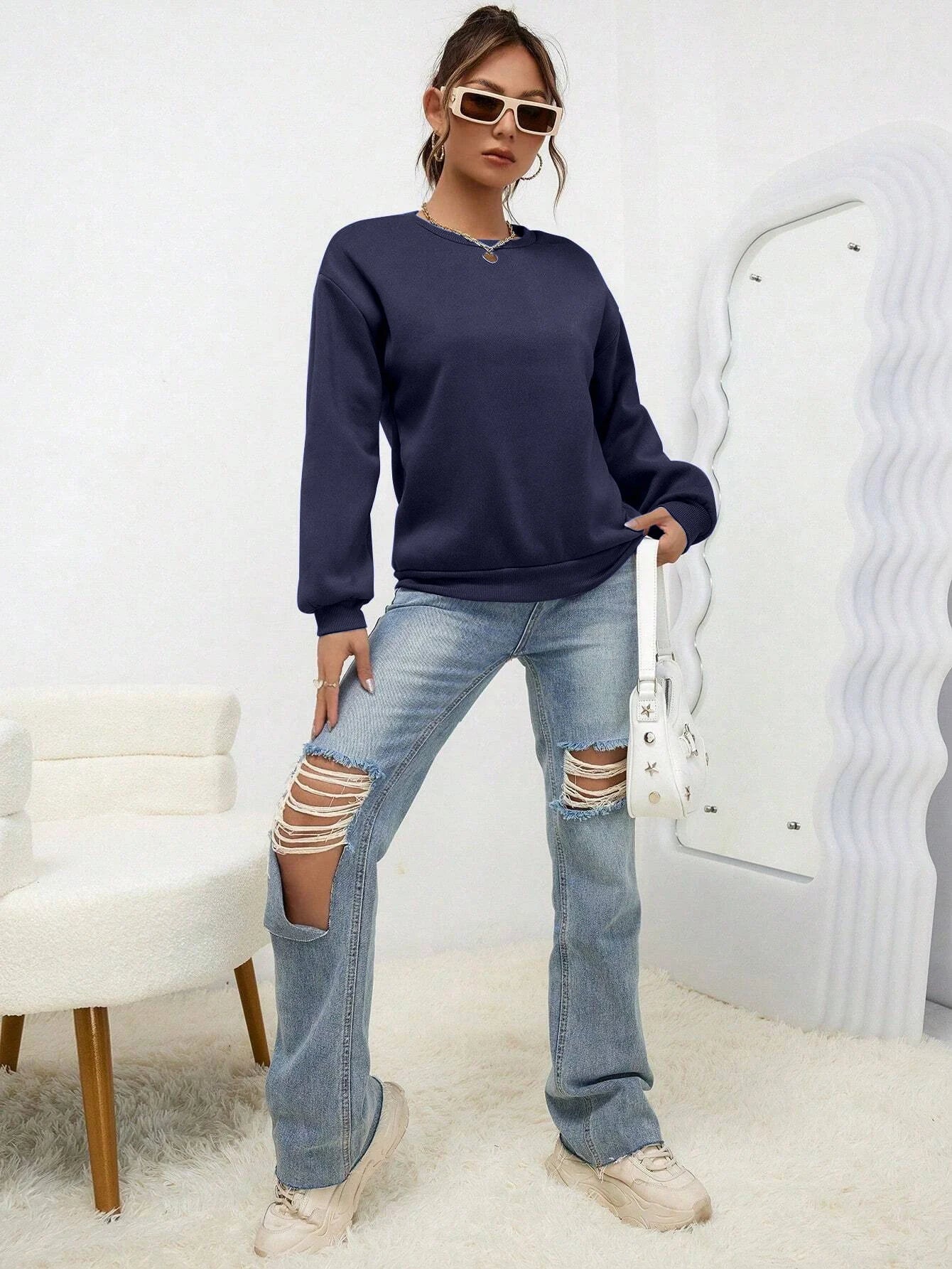 Colorful Crewneck Sweatshirt — Minimal Solid, Comfy Everyday Fit
