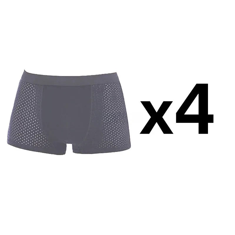 4-Pack Bamboo Boxer Briefs – Ultra Soft, Anti-Odor, Mesh Ventilation Comfort