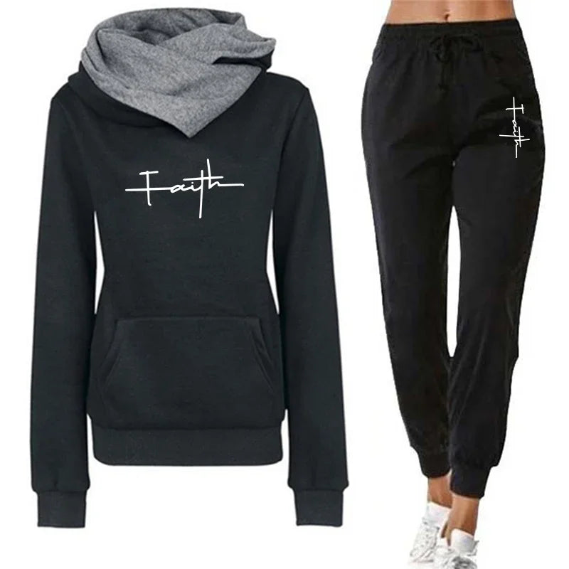 Casual Printed Sports Hoodie & Pants Set – Outdoor Jogging Suit