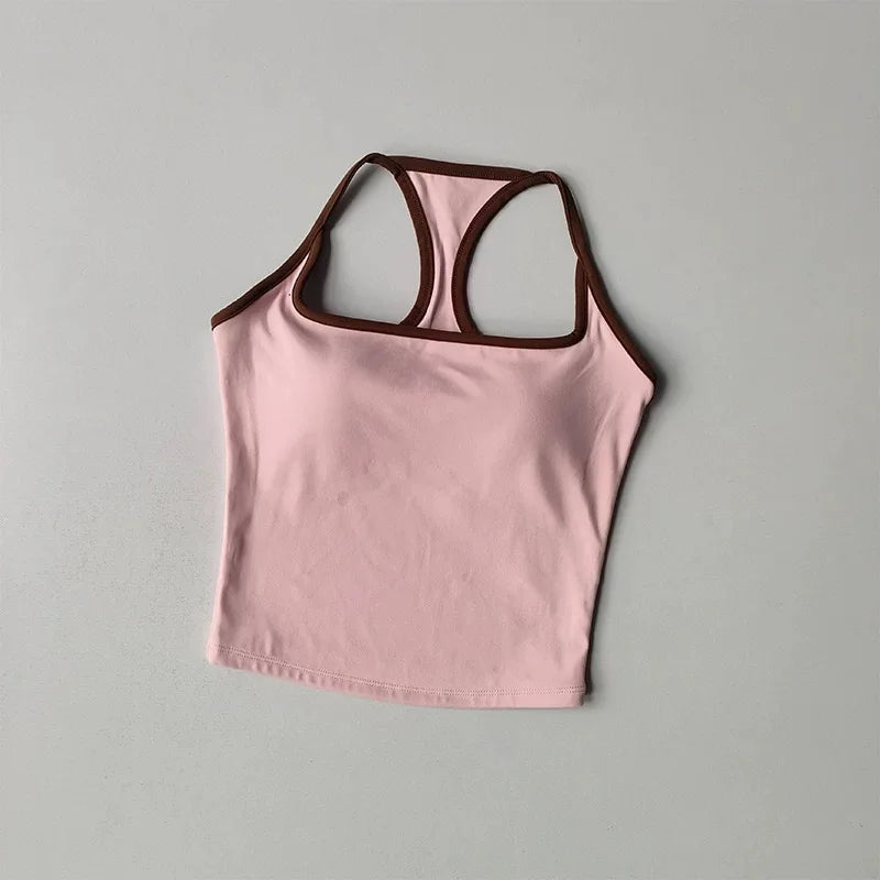 Cross-Back Training Bra — One-Piece Cup Sports Vest for Active Women