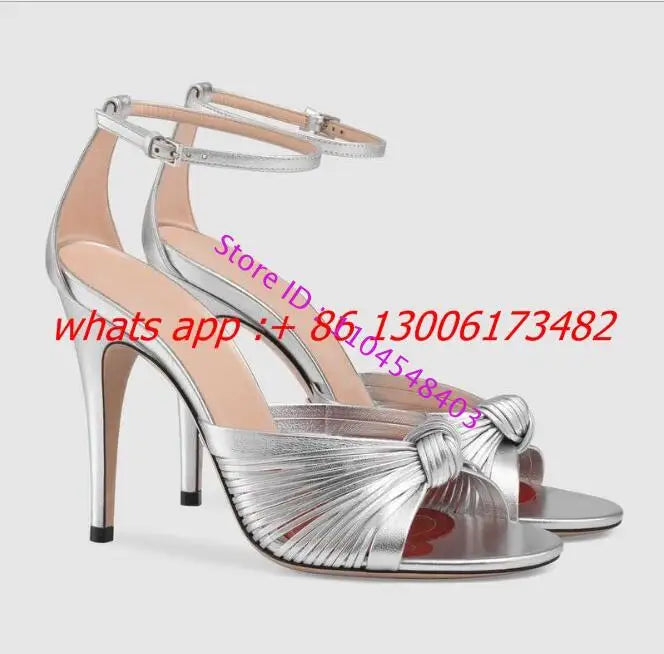 WeaveLuxe | Woven Open Toe High Heel Sandals – Bow Ankle Strap