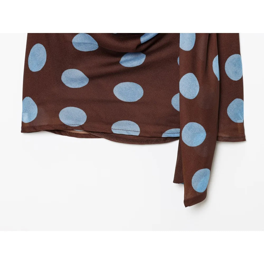 Polka Dot Halter Top & Asymmetric Skirt Set – Stylish Vacation Two Piece