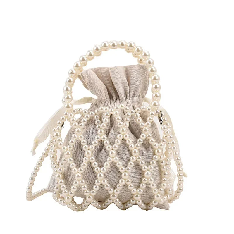 Pearl Mini Tote Bag | Woven Bucket Crossbody Purse
