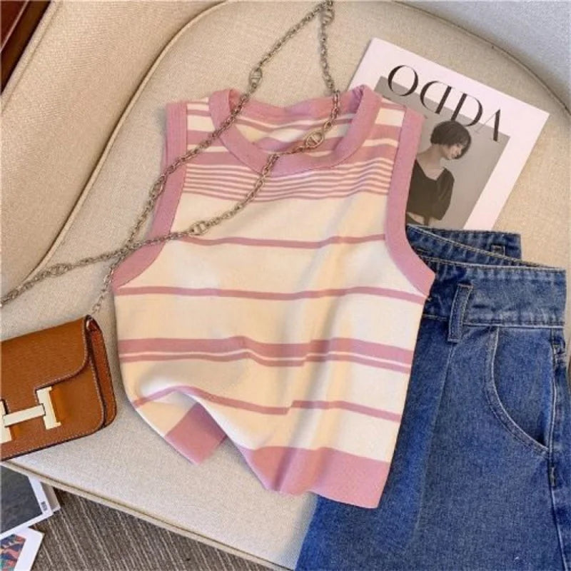 Knitted Striped Off-Shoulder Top — Versatile Summer
